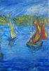 plachetnice, olej plátno 40x30